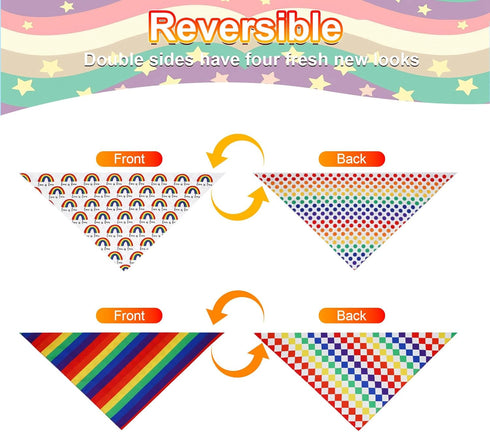 Agroon 2PCS, 4 Pride Dog Bandanas Small Pattern Colorful Scarf for Boy and Girl, Triangle Reversible Bibs Breed