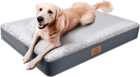 Extra Large Orthopedic Dog Bed for Big Dogs, Waterproof with Removable Washable Cover, Grey
