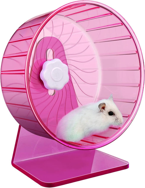 Silent Hamster Wheel, Adjustable Stand Super Silent Exercise Wheels for Hamsters, Quiet Rat Wheel (F 5.5 inch, Pink)