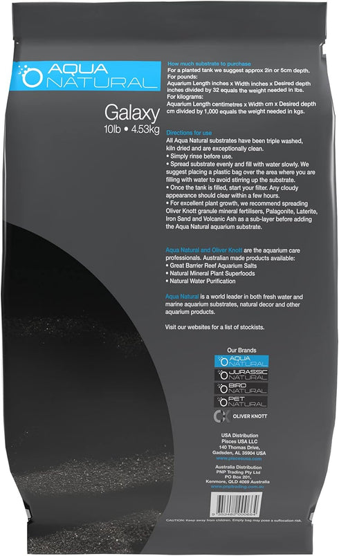 Aqua Natural Galaxy Sand - 10lb Substrate for Aquascaping, Aquariums, Vivariums and Terrariums - Black