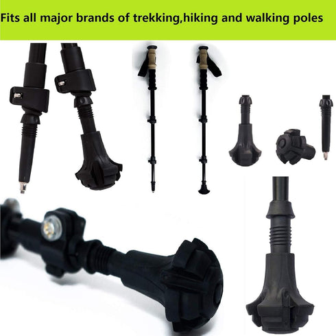 Trekking Poles Tips, Rubber Hiking Sticks End Caps Protectors, Replacement Accessories for Most Hiking Canes