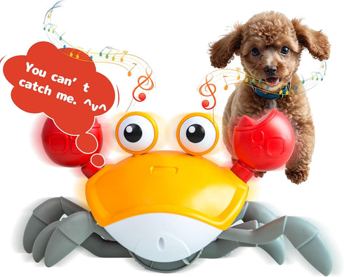 Crawling Crab Dog Toys, Interactive USB Rechargeable Toy with Music Sounds & Lights for Dogs and Cats