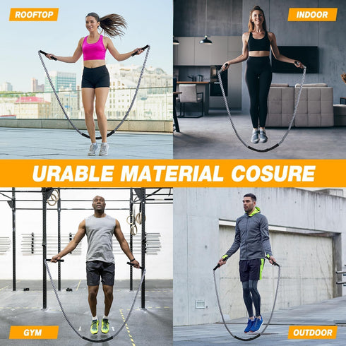 Weighted Jump Rope for Adults, Exercise Jumprope with Comfortable Grip & Carry Bag for Stamina & Strength