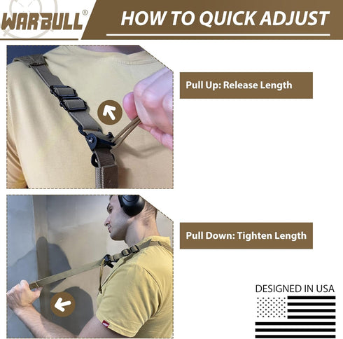 Quick Adjust 2 Point Rifle Sling with HK Hook, Soft Shoulder Pad, Traditional Sling for Rifle, Shotgun, Camera,