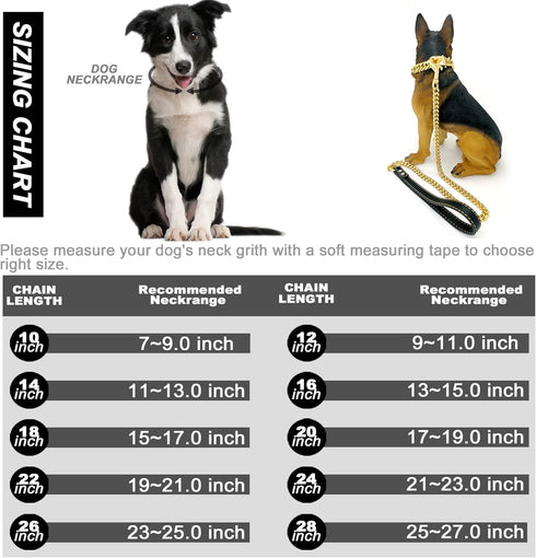 Gold Chain Dog Collar - 16MM 18K Gold Cuban Link with Secure Snap Buckle for Small Pitbull (16MM, 20")