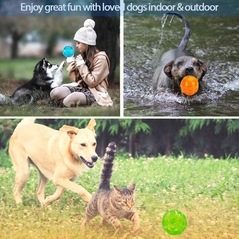 ACEONE Dog Squeaky Ball, Indestructible Bouncy Rubber Toy Balls for Small and Large Dogs, Exercise Training Playing