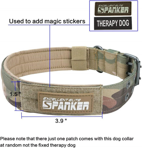 EXCELLENT ELITE SPANKER 1.5" Width Military Dog Collar, Adjustable Metal D Ring & Buckle for Medium Large Dogs