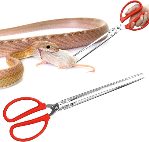 Heavy Duty 15" Snake Feeding Tongs, Extra Long Stainless Steel Tweezers for Reptiles, Snakes, Fish Aquariums, Tank