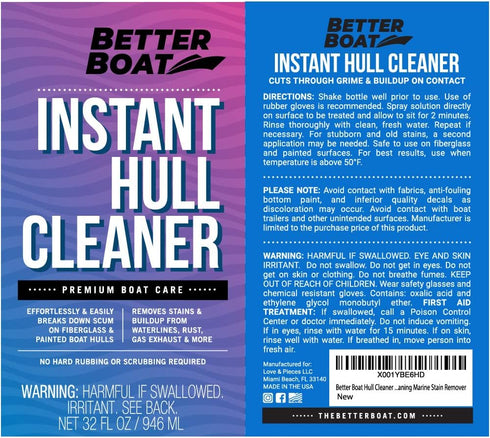 32oz Sailboats, Fiberglass Boat Hull Cleaner, Marine-Grade Stain Remover & Restorer, Deck Cleaner for Boats, Pontoons
