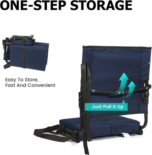 behairity Portable Stadium Seat for Bleachers with Back Support, Wide Padded Bleacher Chair with High Back and Thick