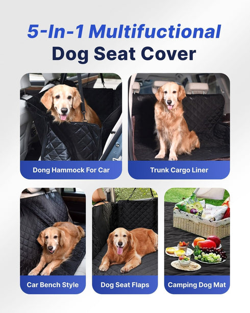600D pettycare Dog Car Seat Cover for Back Seat, Heavy Duty Waterproof & Scratch-Resistant for Car with Side Flap, Pet