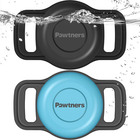 Waterproof Airtag Dog Collar Holder: 2 Pack Soft Silicone for Dogs Cats, IPX8 Waterproof Tracker Protective Cover