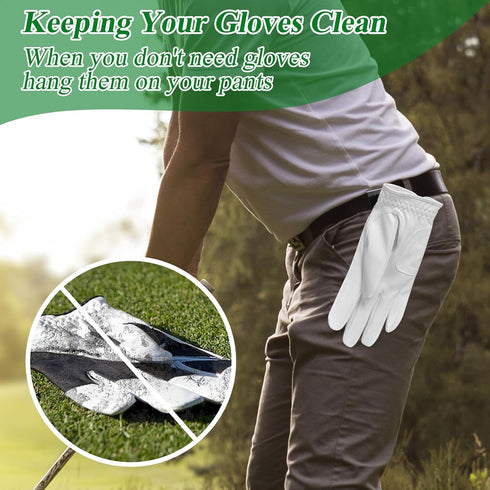 Golf Glove Holder - Stainless Steel Hook with Storage Bag, Portable Accessory for Men and Women, Golfer Gift
