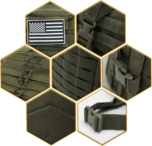 QT&QY 45L Military Tactical Backpack for Men, MOLLE 3 Day Assault Pack, Ideal for Camping, Hiking, Trekking