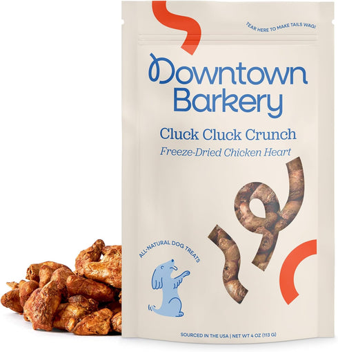 Downtown Barkery Freeze Dried Dog Treats, Single Ingredient, Low Calorie, All Natural, Freeze Dried Chicken Hearts, 4 Oz