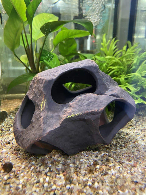 Plecoceramics Aquarium Ceramic Decorations Cave, Betta Stone Decor for Breeding Cichlids Plecos Betta Toys Hideout