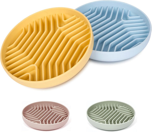 Slow Feeder Dog Bowls 2PCS, Puzzle Silicone Feeding Bowls with Suction Cups, Anti-Choking Design for Medium Small Dogs