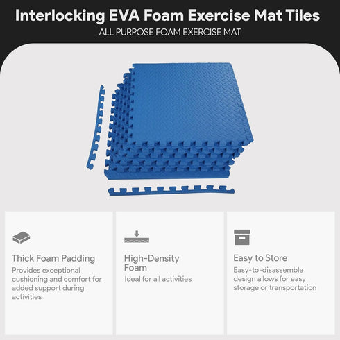 BalanceFrom 3/4' 24 24 3/4 24 6 Puzzle Exercise Mat Thick, EVA Interlocking Foam Floor Tiles for Home Gym, Mat for Home