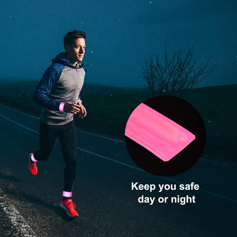 PATIKIL Reflective Arm Wrist Ankle Bands, High Visibility Safety Reflector Strips for Night Running Cycling