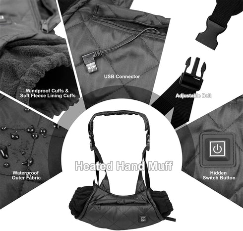 Hilitand Hand Warmer Pouch - Outdoor 3 Levels Heating Hand Muff for Winter Hunting Camping Hiking