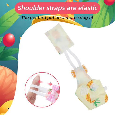 Fiyooau 7 Pcs Bird Diaper - Reusable Parrot Diaper with Waterproof Inner - Cute Chicken Pants Pet Diapers Nappy