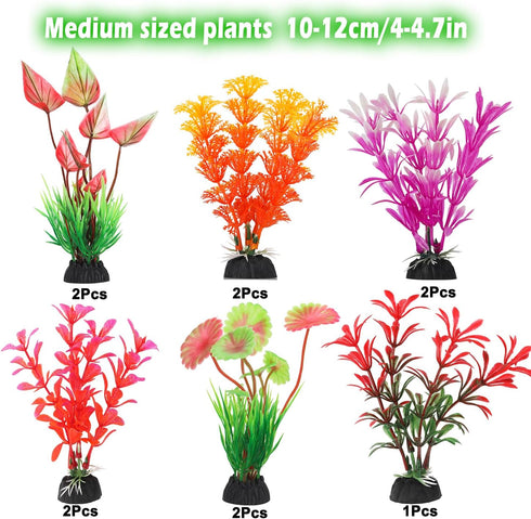 30Pcs Aquarium Plants, Fish Tank Accessories, Artificial Aquatic Plants, Full Set of Decorations