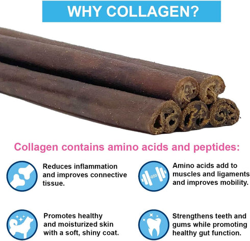 Beef Collagen Sticks for Dogs, 5 ct pack, Bully Stick and Rawhide Alternative, All Natural