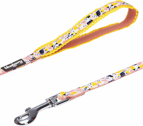 Blueberry Pet Durable Blooming Floral Print Dog Leash, Creamy White, 5 ft x 5/8"