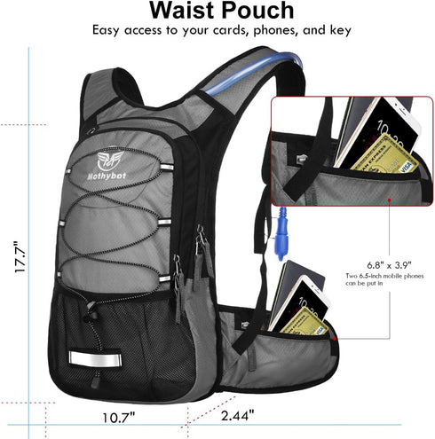 Insulated Hydration Backpack Pack with 3L BPA Free Leak Proof Water Bladder, Lightweight Daypack for Hiking & Camping