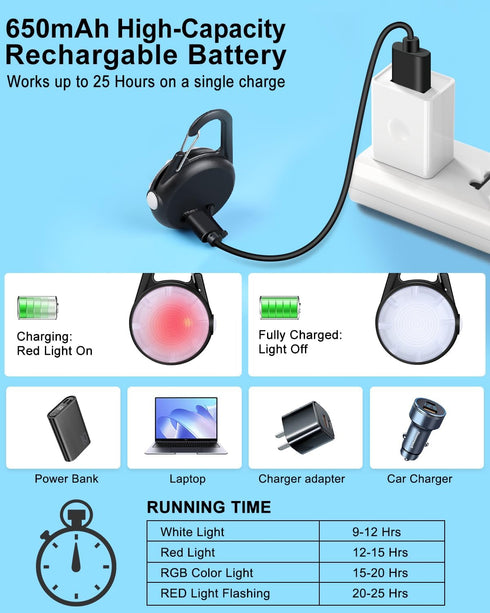 Dog Lights for Night Walking, 2 Pack Rechargeable Clip On Safety Light for Nighttime, IP68 Waterproof (Black)