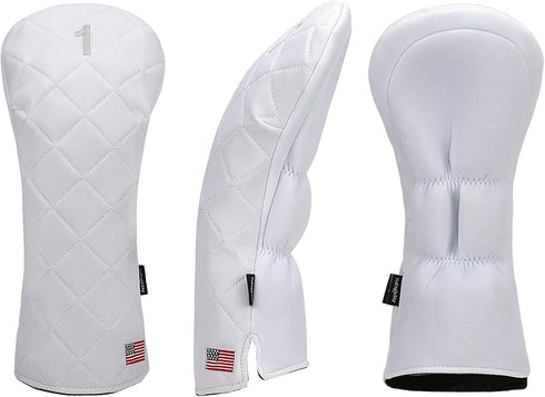 Golf Head Covers for Driver Fairway #3#5 Hybrid, USA Flag for Club Men Women, (Black or White)