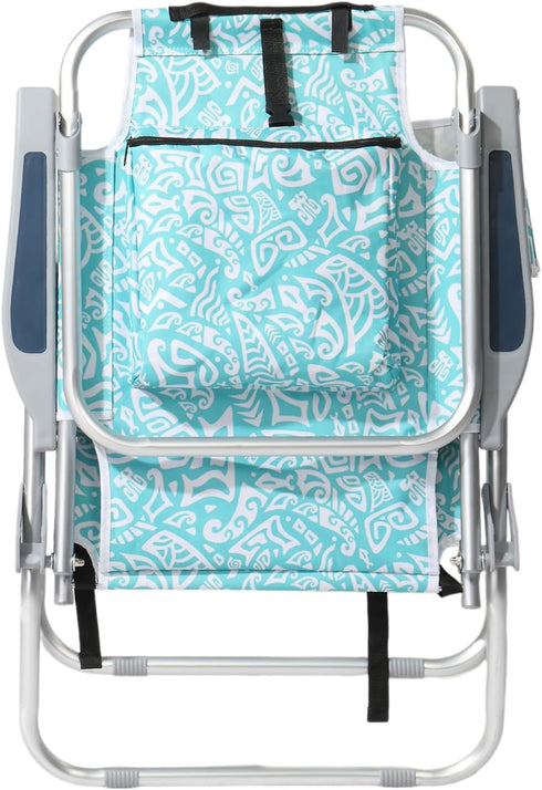 Pinikuyiro Backpack 5-Position, Folding Tall Beach Chair Lightweight, Beach Chair for Adults with Cooler Bag, Cup