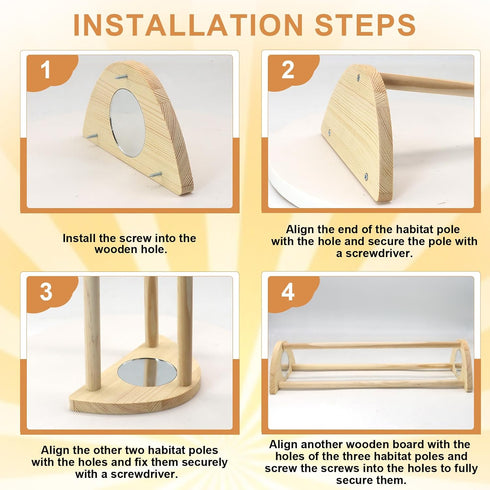 Yasdyri Chicken Perch with Mirror Roosting Bar for Baby Chicks Chick Jungle Gym Roosting Bar Strong Wooden Baby Chick