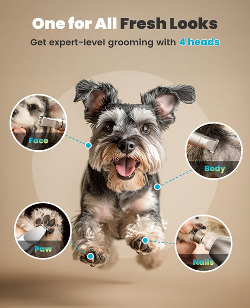 4 1 Trimmer IPX7 oneisall in Dog Grooming Kit with LCD Display, Dog Hair for Paw Nail Grinder, Rechargeable Cordless