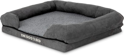 The Dog’s Bed Orthopedic Small Plush Grey Dog Bed, Memory Foam for Pain Relief, Waterproof Washable Cover