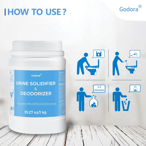 Godora ECO-Friendly Poo Gel Powder with Spoon, Biodegradable Camping Toilet Chemicals for Portable Toilets