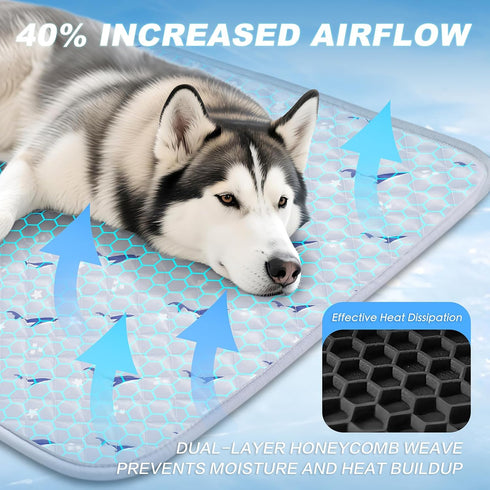 Summer 21"x27" Dog Cooling Mat, Cooling Mat for Dogs, Breathable Dog Bed with Non-Slip Design, Portable & Washable Pet