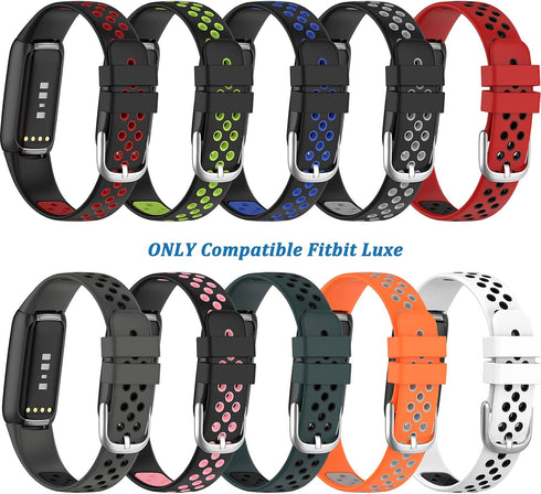 NINKI Sport Bands for Women Silicone (Black+Red) - Cute Small Waterproof Replacement Bands for Fitbit Luxe