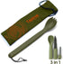 Tapirus Tactical Green Spork, BPA Free Spoon Fork, Stainless Steel Knife, Fire Starter, 3 in 1 Outdoor Utensil