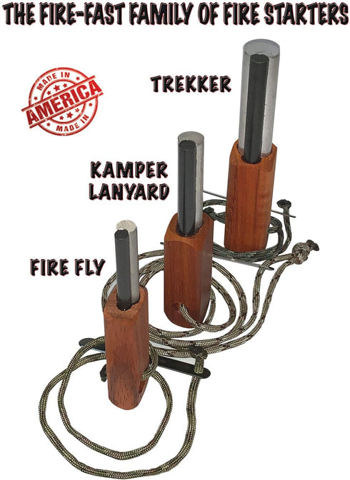 Fire Fast Kamper Lanyard - Compact Durable Lite Weight Emergency Fire Starter for Camping and Hiking
