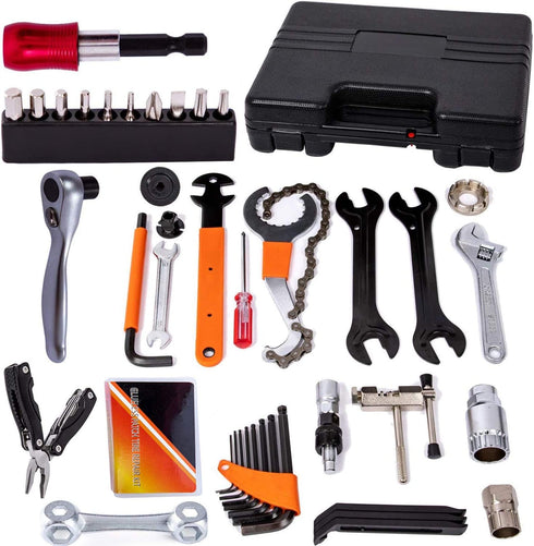 YBEKI Bike Repair Tool Kit - Bicycle Tool Set with Reversible Drive Ratchet, Chain Tool, and More