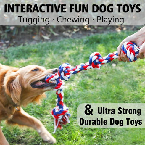 Dog Rope Toys for Large Dogs - Heavy Duty Indestructible Chew Toy, 3 Feet 5 Knots for Tug of War and Teeth Cleaning