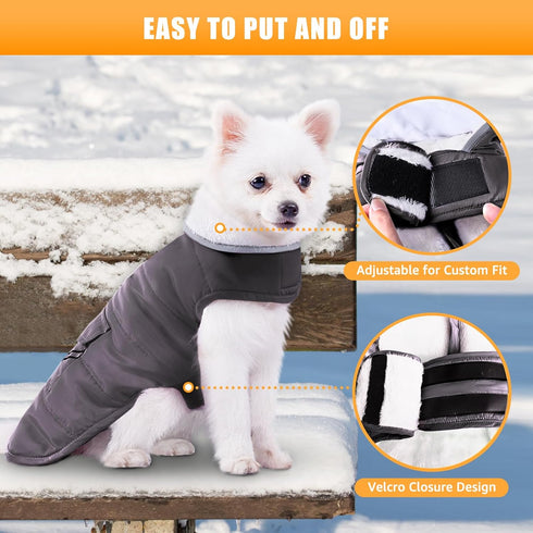 iBuddy Dog Winter Coats - Waterproof Warm Snow Jacket with Fleece Vest, Reflective Adjustable Cold Coat for Dogs