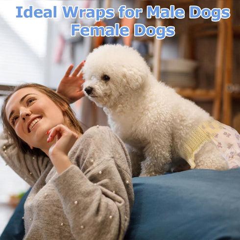 30PCS Ambreview Dog Diapers Female, Disposable Diapers for Female Dog with Stretchy Waist, Pull Up Puppy Wraps