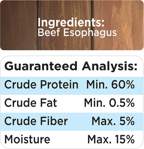 100% 4 Cadet Beef Strip Long Lasting Chews for Dogs, Single Ingredient Beef Esophagus Dog Treats, Natural High Protein