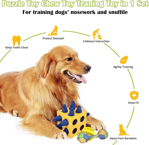 Dog Puzzles, Interactive Snuffle Toys for Dogs, Slow Eating and Keep Busy, Encourage Natural Foraging Skills, Relieve Boredom, 3 Pack Dog Chew Toys for Aggressive Chewers