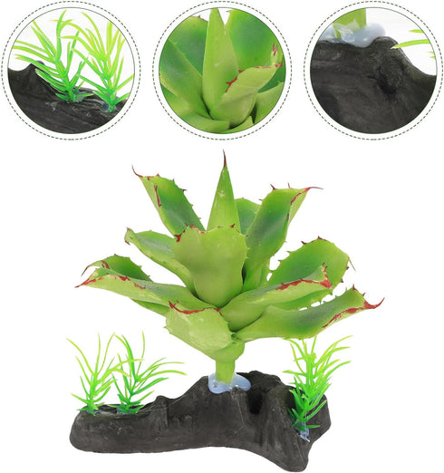 FAVOMOTO Reptile Terrarium Plant Box with Fake Rose Greenery, Sturdy Aquarium Decor for Lizards, Spiders