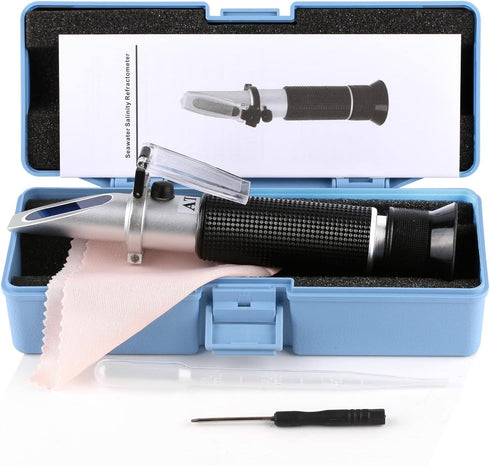 LEERCHUANG Water Salinity Refractometer, Dual Scales Hydrometer for Aquarium, Marine Fish-Keeping, Pool Tank