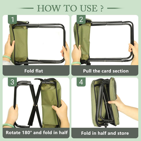 Nicerice Backpack Portable Foldable Stool,Tiny Foldable Stool which can Turned Into a Satchel,Mountaineering and Hiking