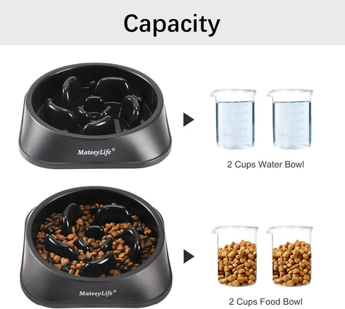 MateeyLife Slow Feeder Dog Bowls, Anti-Choking Puzzle Bowls, Non-Slip Interactive Feeding Bowls for Medium Large Breeds